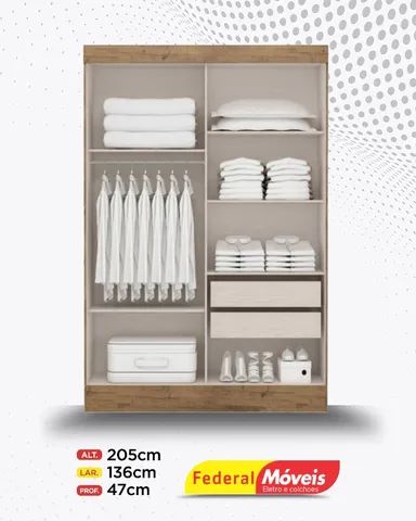 Guarda Roupa 2 Portas 2 Gavetas e Espelho Super Lindo Fazemos Entrega - Foto 2