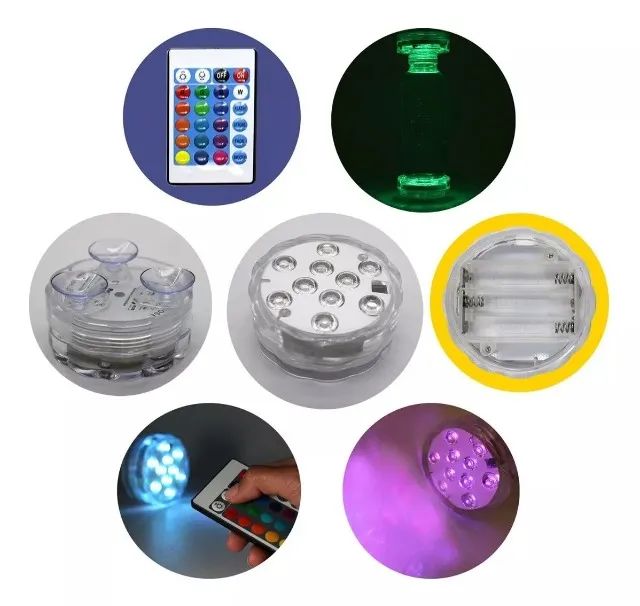Luz Led Piscina Colorida Controle Remoto Pilha Ventosa - Foto 3