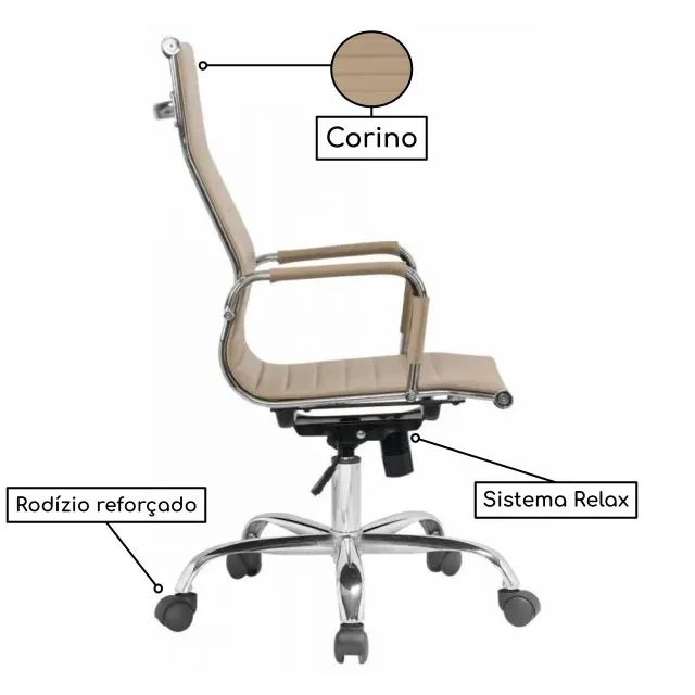 Cadeira Presidente Charles Eames Esteirinha Fendi Ergonômica Conforto Modelo 32897 - Foto 4