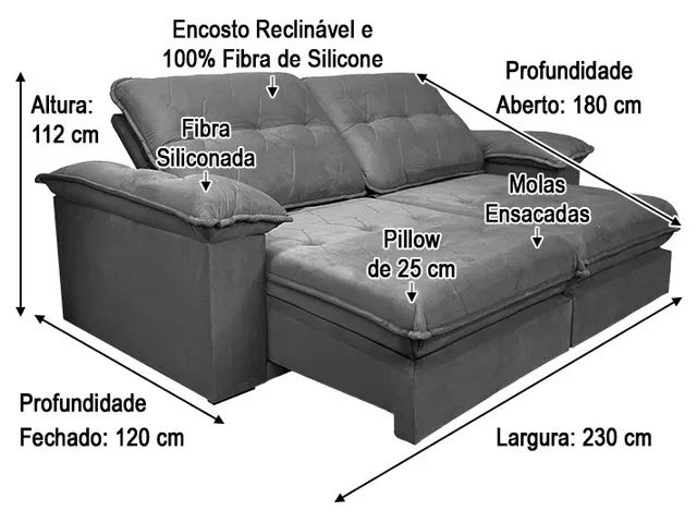 Sofá Retrátil Reclinável 2,30m Terracota Molas Ensacadas a87 - Foto 5