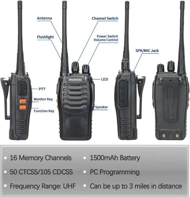 Baofeng BF-888S, Walkie Talkie com 2 rádios baterias, carregadores e frequência 400-470MHz - Foto 2