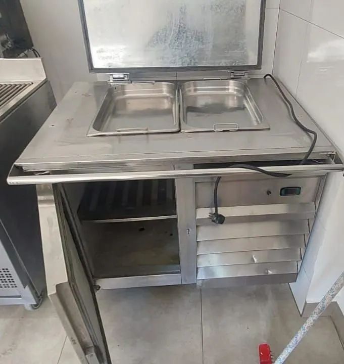 Bancada Refrigerada condimentadora Inox 2 Portas 