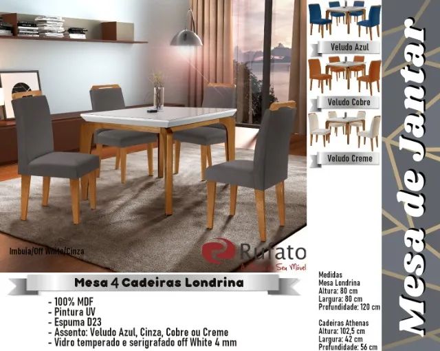sala mesa jantar tampo de vidro cadeiras