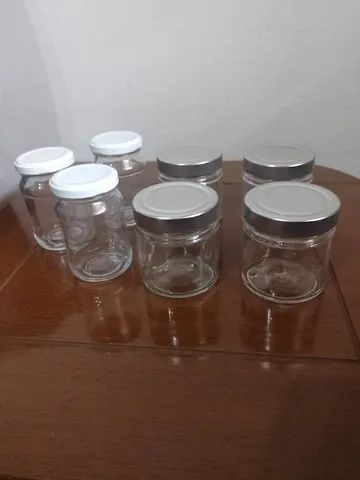 lote com 7 potinhos de vidro vazios para artesanato