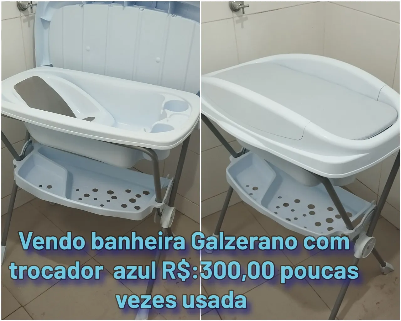 Banheira Galzerano com Trocador Azul