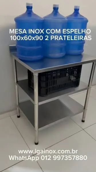 Bancada inox 50x60 três bandejas 