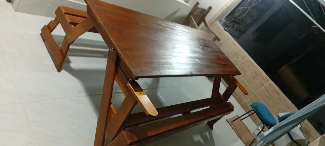 Conjunto Mesa de Jantar com Bancos em Madeira - Foto 3