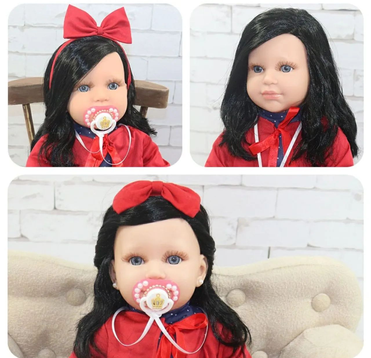 Boneca Bebê Reborn morena com Acessórios 55 cm - Foto 5