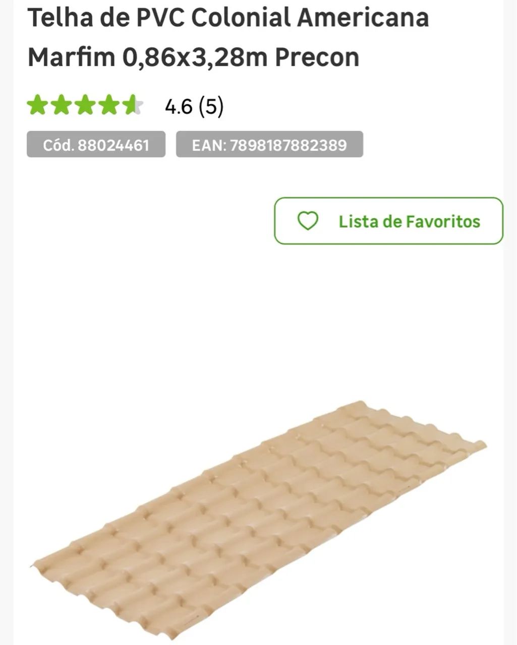 Telhas de PVC Marfim 0,86x3,28m Precon - Foto 2