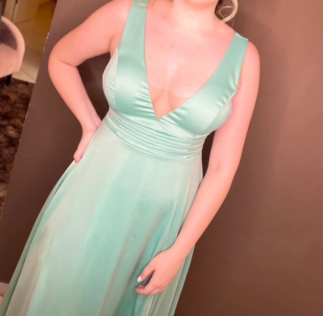 Vestido festa - verde menta - M