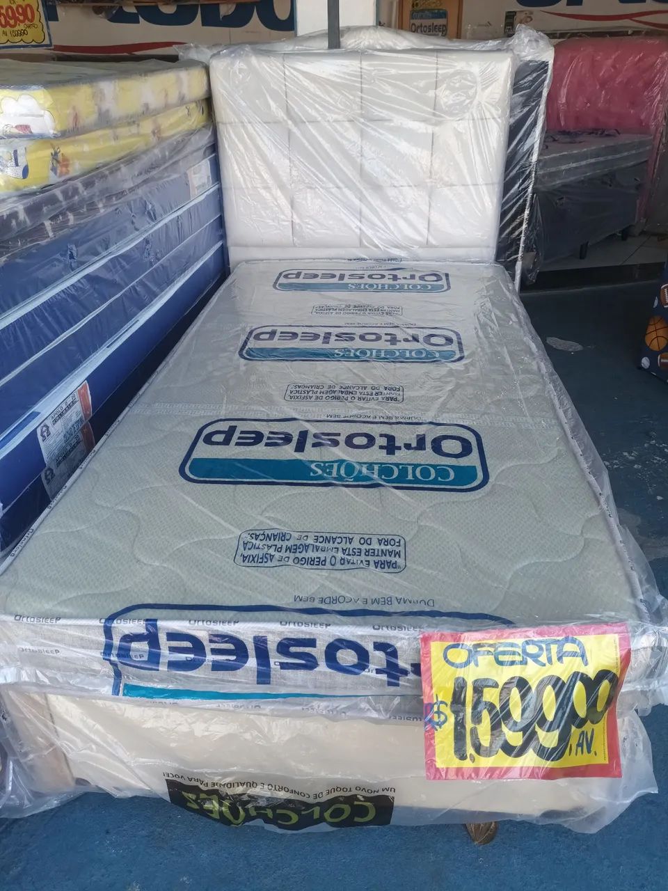 Cama Box Solteirao Ortosleep com Colchão - Oferta!