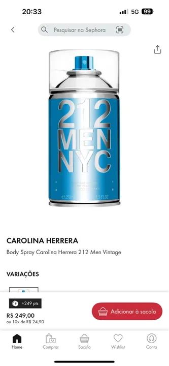 Carolina Herrera 212 Men Body Spray