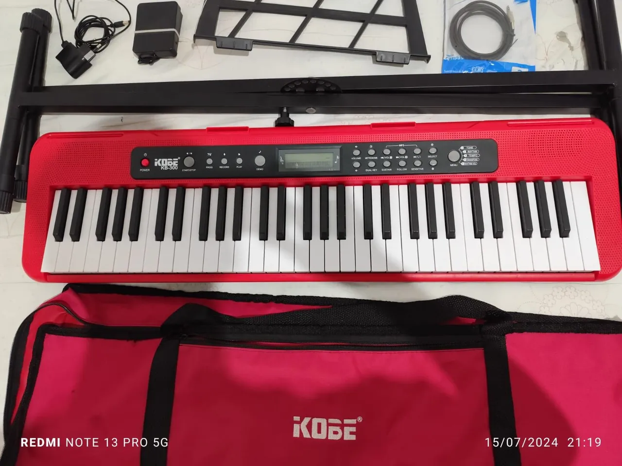 Teclado Musical KODE KB-300 Vermelho - Completo