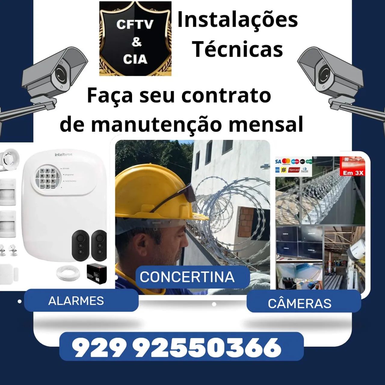 Concertina,  cerca elétrica e câmeras 