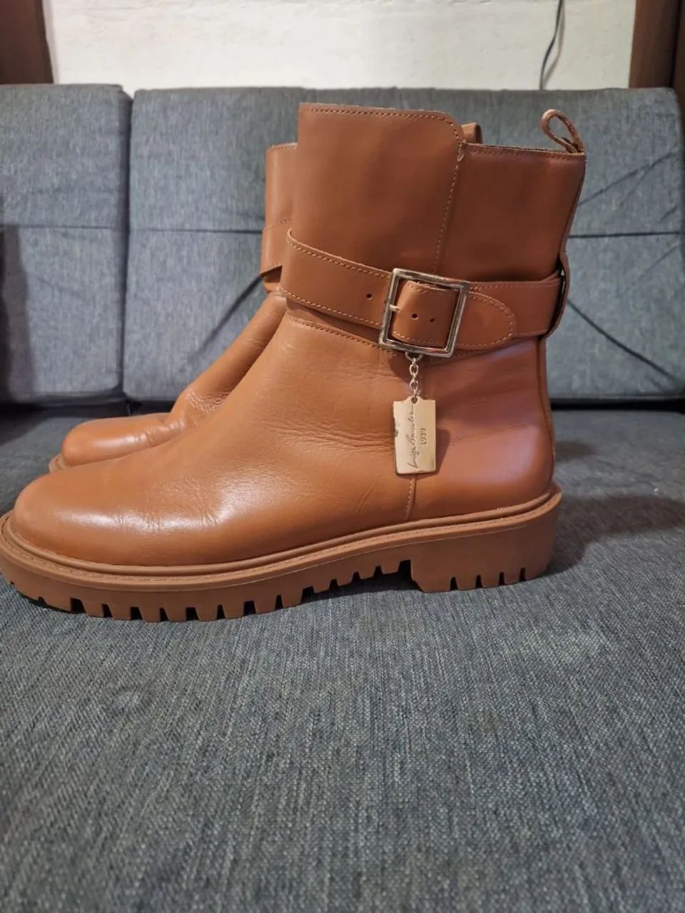 Bota coturno de Couro caramelo - Foto 2