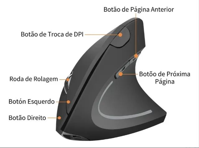 Mouse Vertical Ergonômico Sem Fio Recarregável - Foto 2