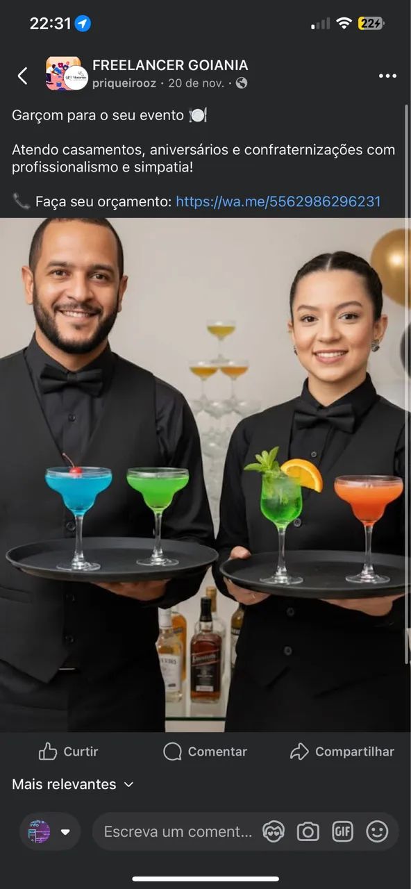 Garçons disponíveis  para buffet e eventos em geral 