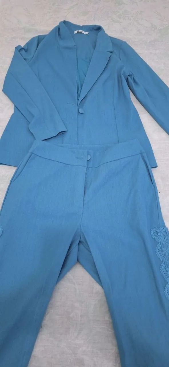 Conjunto de Blazer Azul Feminino - Foto 2