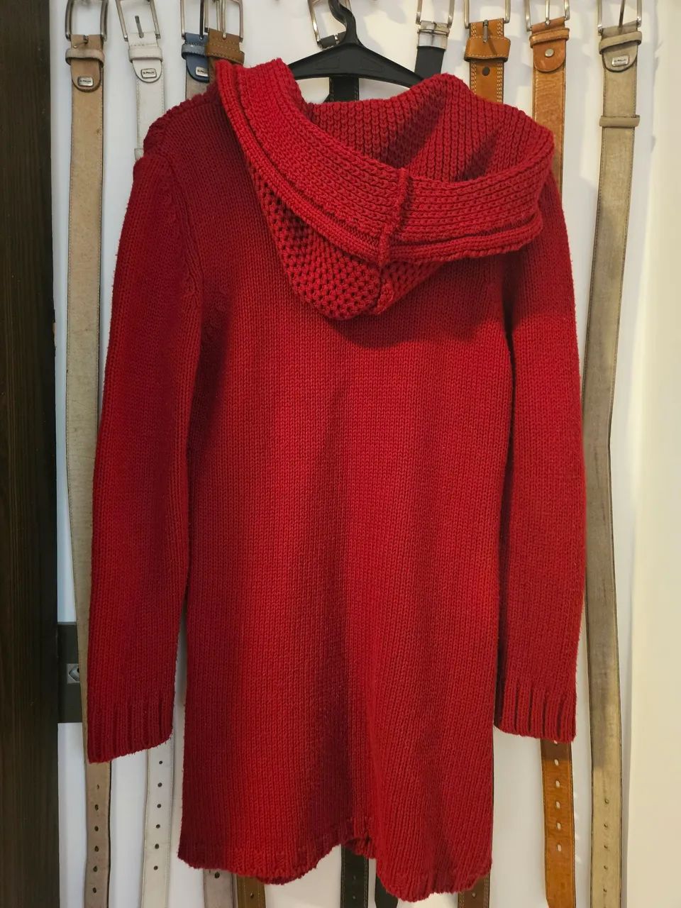 Cardigan Vermelho Tricô com Capuz - Foto 2
