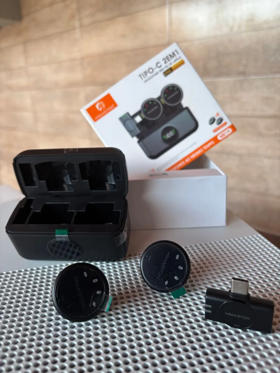 Kit Microfone Sem Fio HMASTON Tipo-C 2EM1