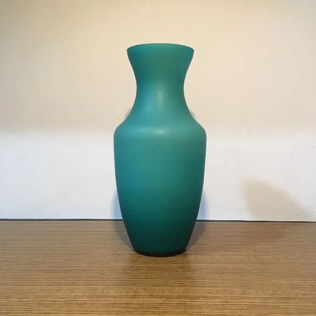 Vaso de vidro fosco/jateado, verde-azulado (turquesa). - Foto 2