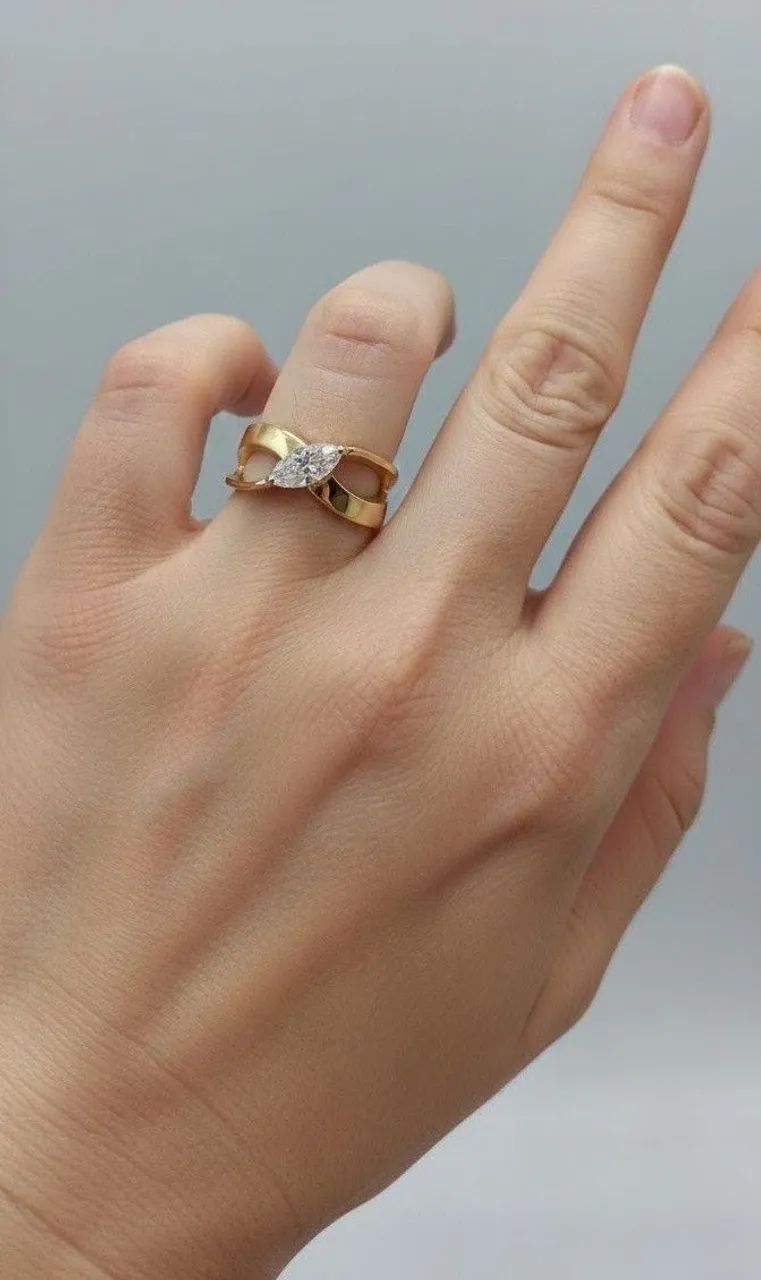 Anel em prata 950 com dois apliques em ouro 12k - Foto 2