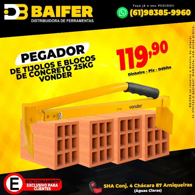 Pegador de tijolos e blocos de concreto 25kg vonder