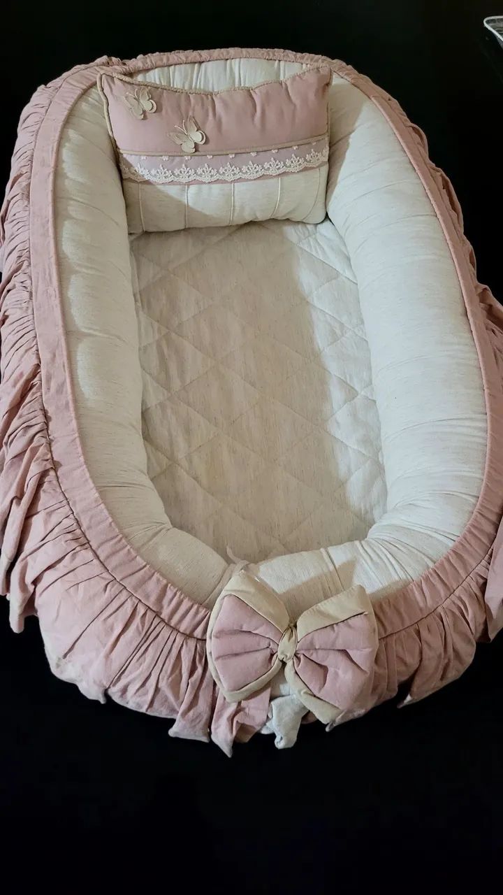 Ninho para Bebê com Mosquiteiro rosa  - Foto 2