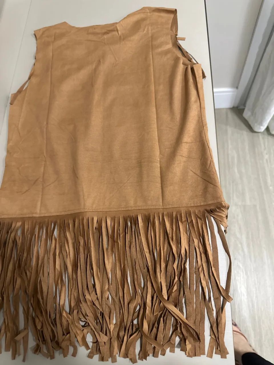 Camiseta com Franjas Marrom em suede  - Foto 5