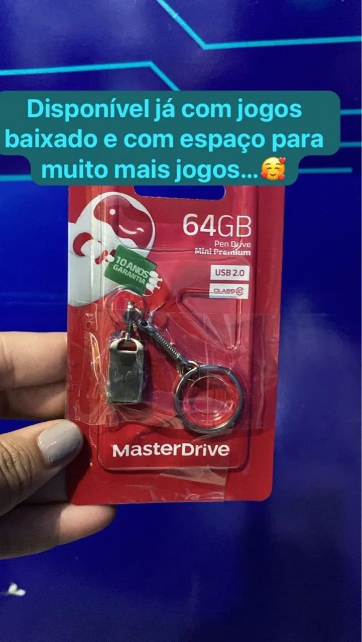 Pen Drive 64GB Já Com 30 Jogos 