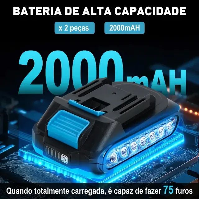 Parafusadeira E Furadeira Impacto 3 Em1 10mm C/maleta Dobevi - Azul - 60hz - Foto 6