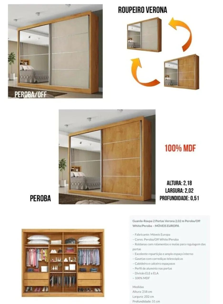 GUARDA ROUPA DE CORRER EM MDF  - Foto 2