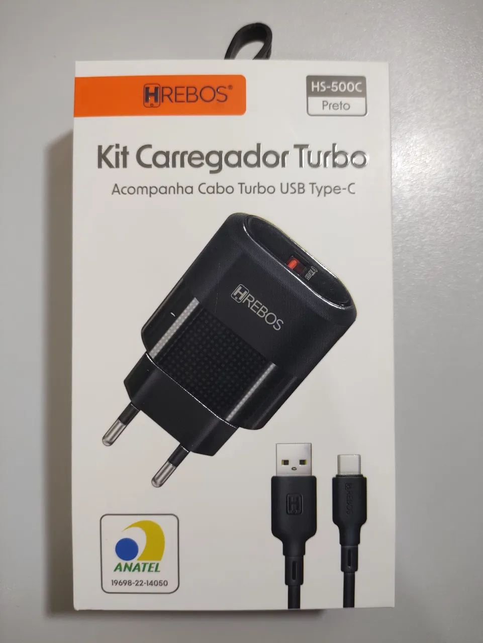 Carregador Turbo 18W Hrebos com Cabo USB Tipo-C - Foto 2