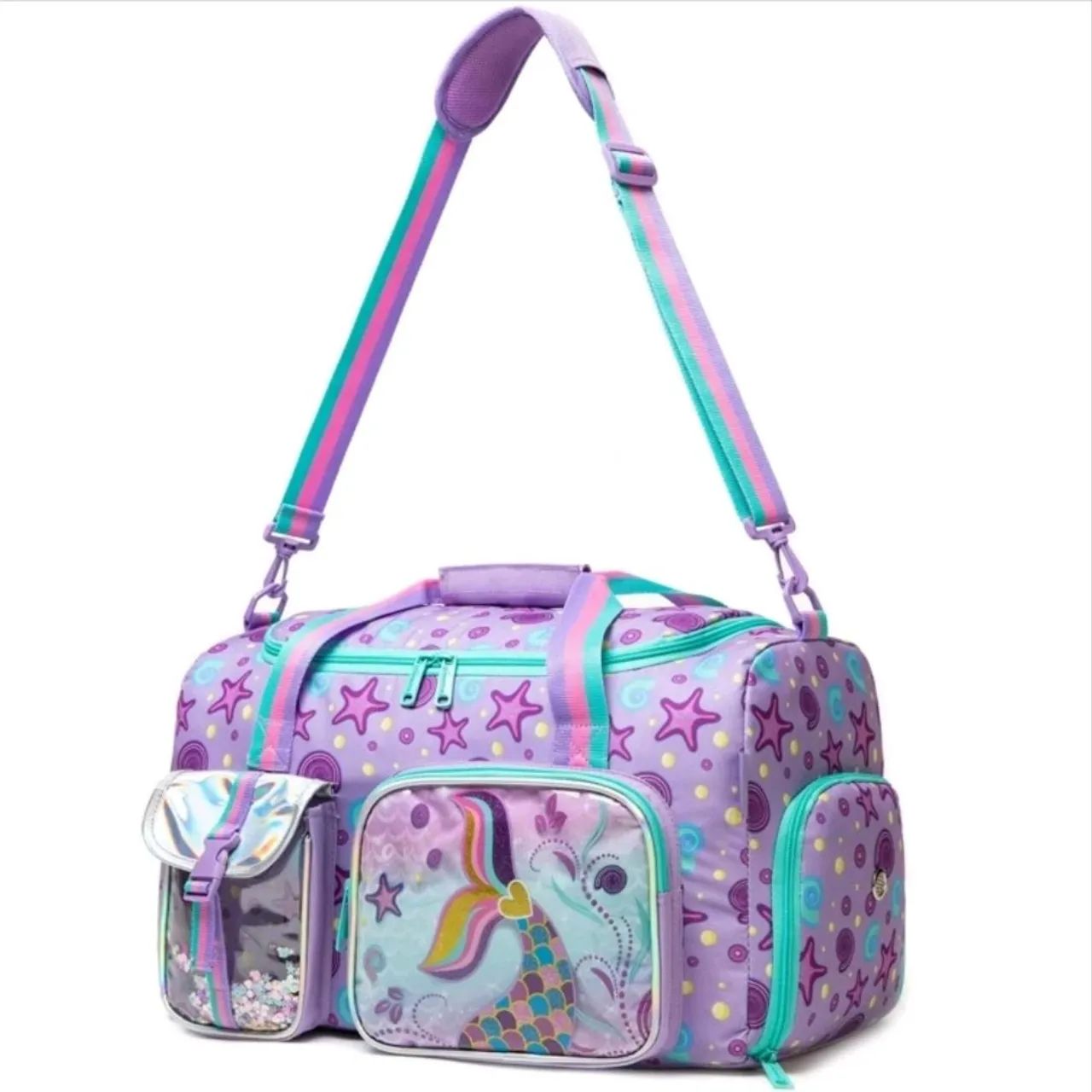 Bolsa infantil viagem sereia roxa multifuncional - Foto 2