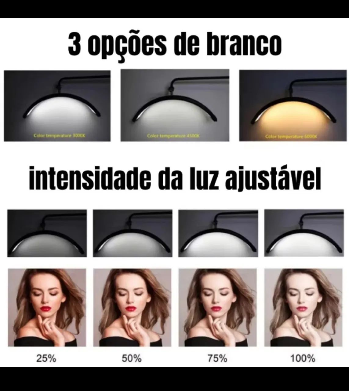 Luminária Arco Meia Lua com Base de Chão Uso para Estética e Decoração - Foto 4