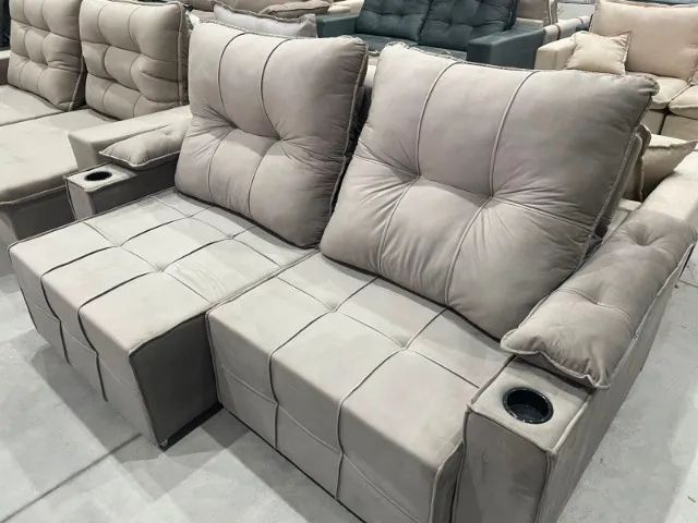 Sofá Retrátil e Reclinável com Porta Copo (PROMOÇÃO OUTLET)