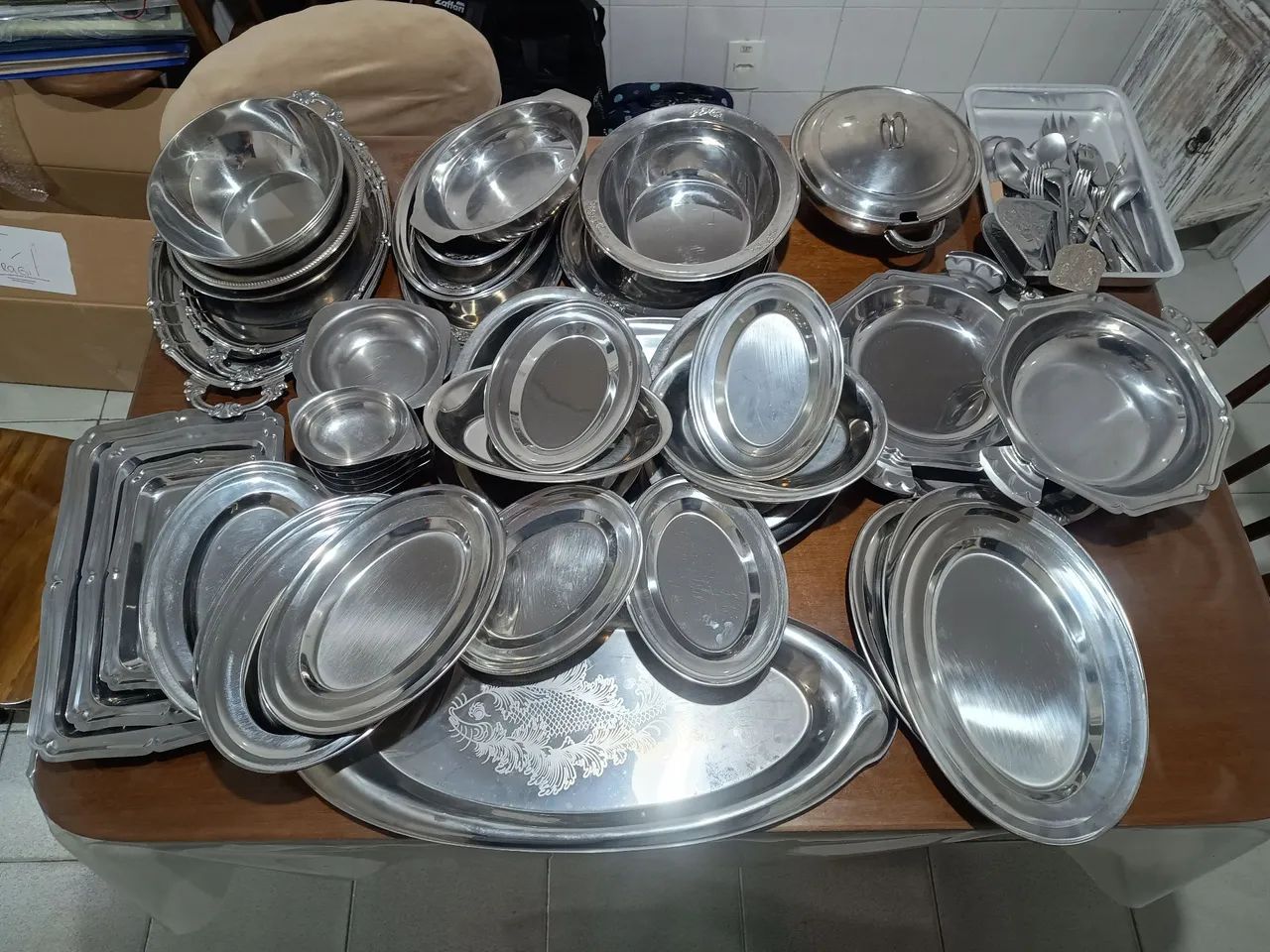 Louças inox 80 itens - Antigos, Tramontina, Gasola, Elmo, Silverplate - Foto 6