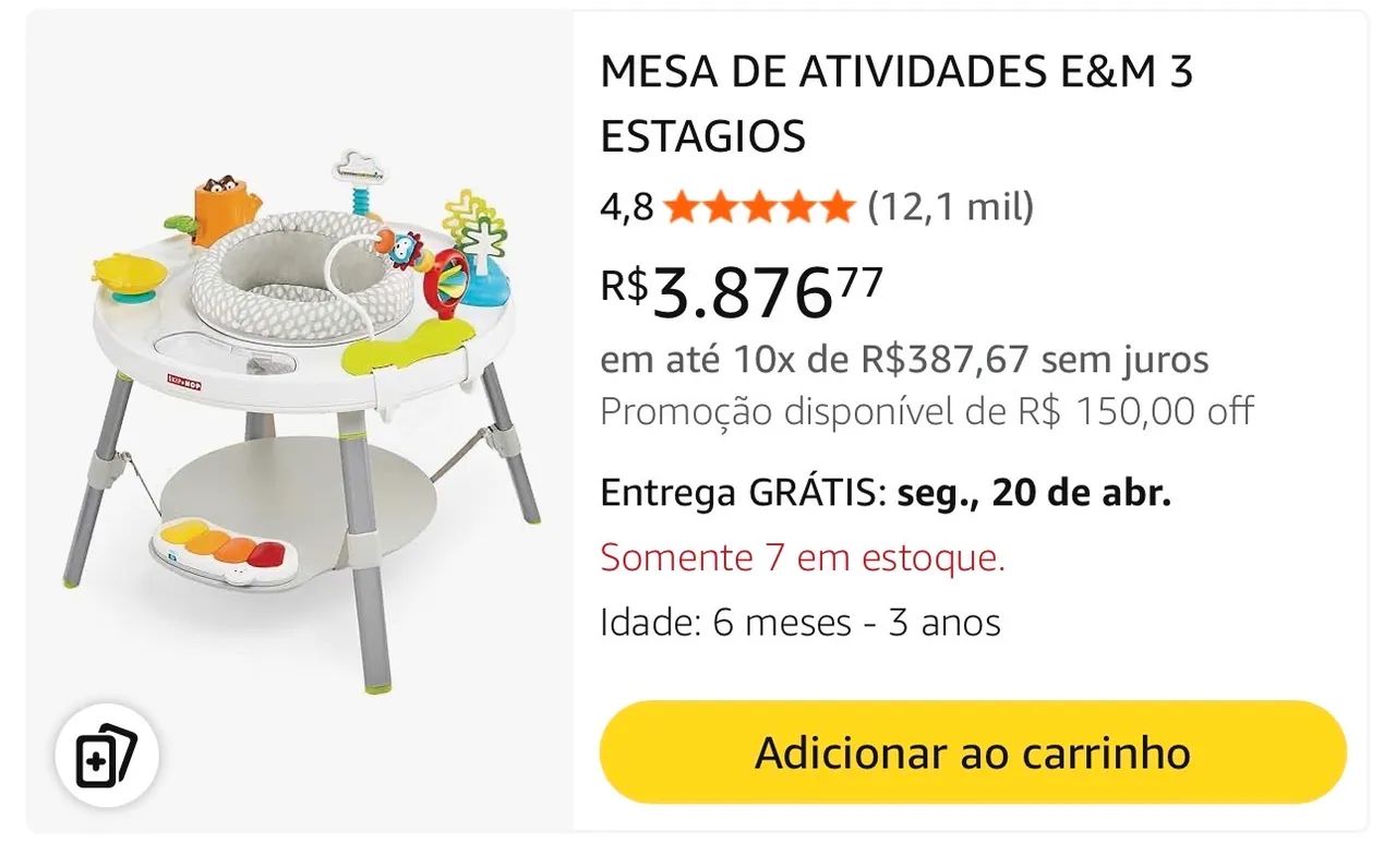 Mesa de atividade skip n hop bebe 