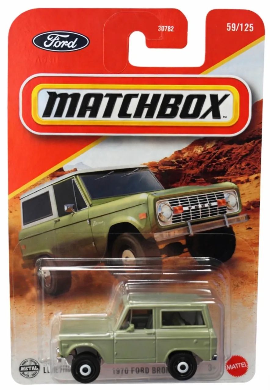 ミニカー BoS Ford Bronco 1970 Matchbox 1970 Ford Bronco Mattel Verde - Hobbies e coleções