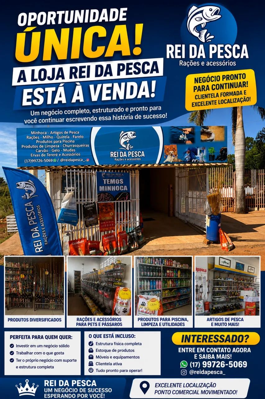 Loja de pesca, rações e acessórios 
