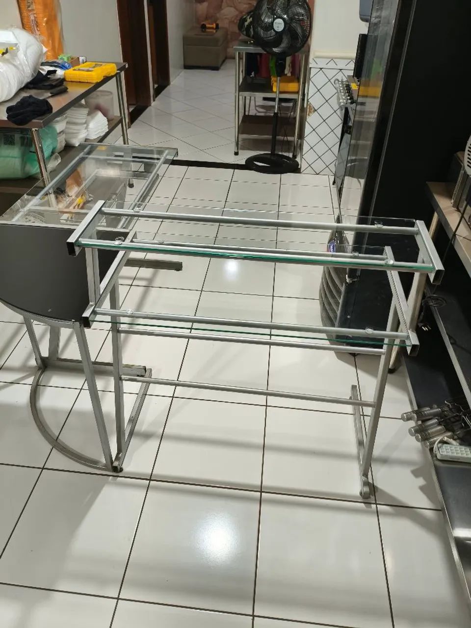 Mesa para escritório em L vidro - Foto 4