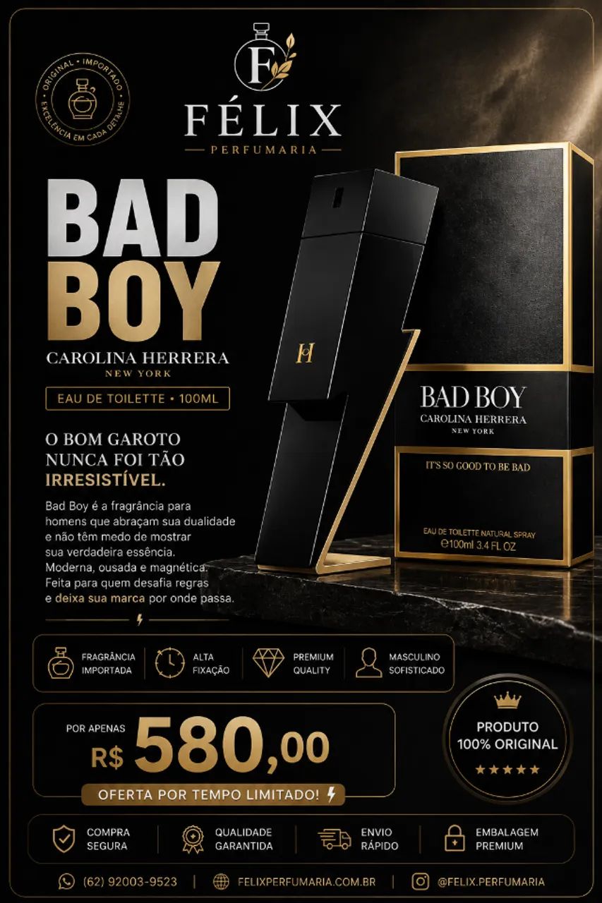 Perfume Carolina Herrera Bad Boy 100ml Original