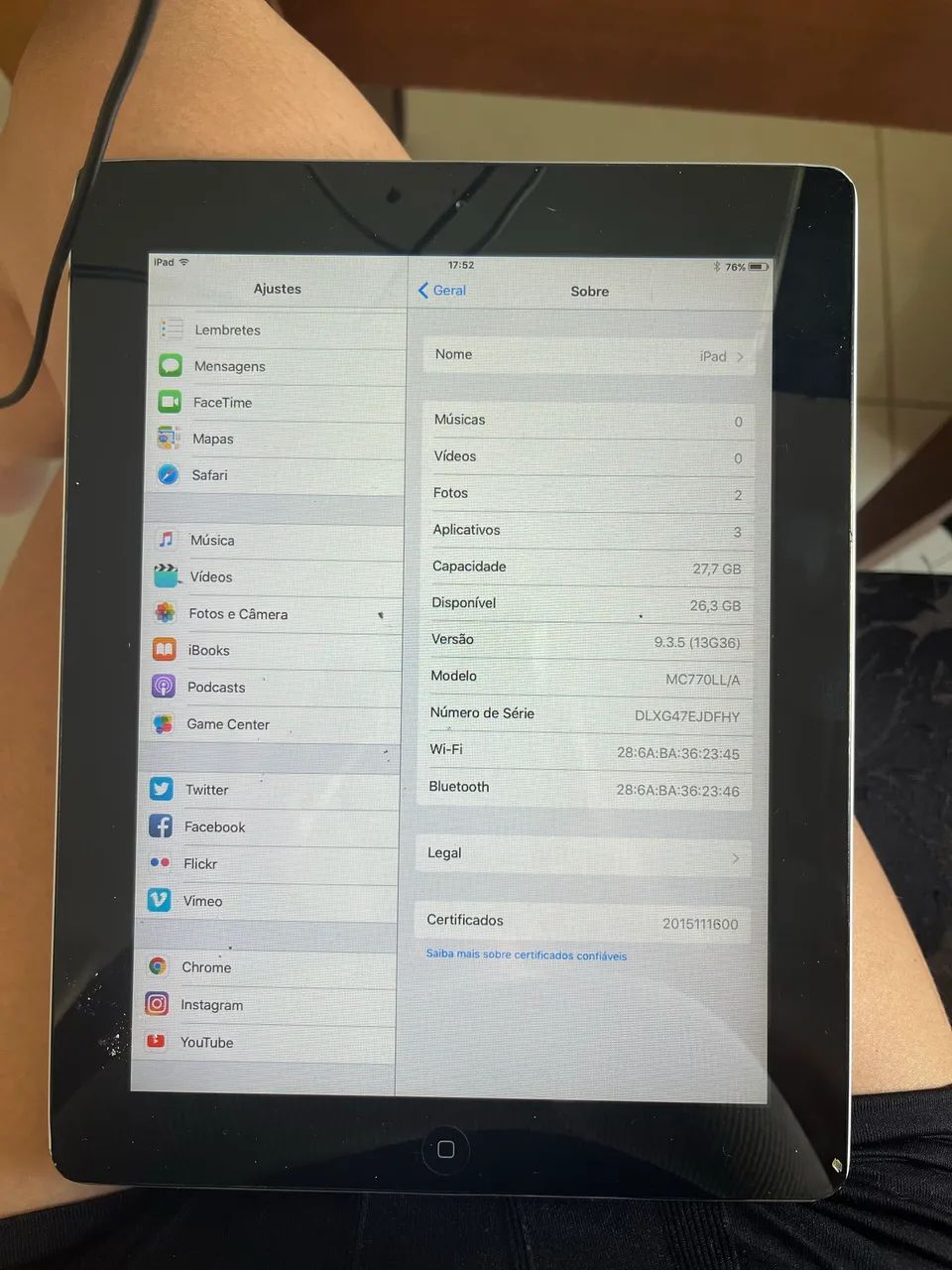 iPad Mini 1ª Geração 32GB - Funcionando - Uso Básico ?