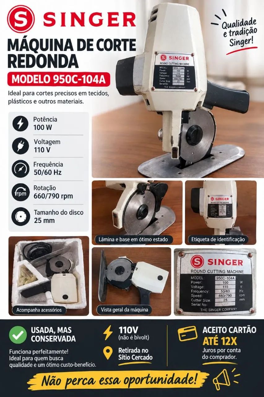 Maquina de corte singer