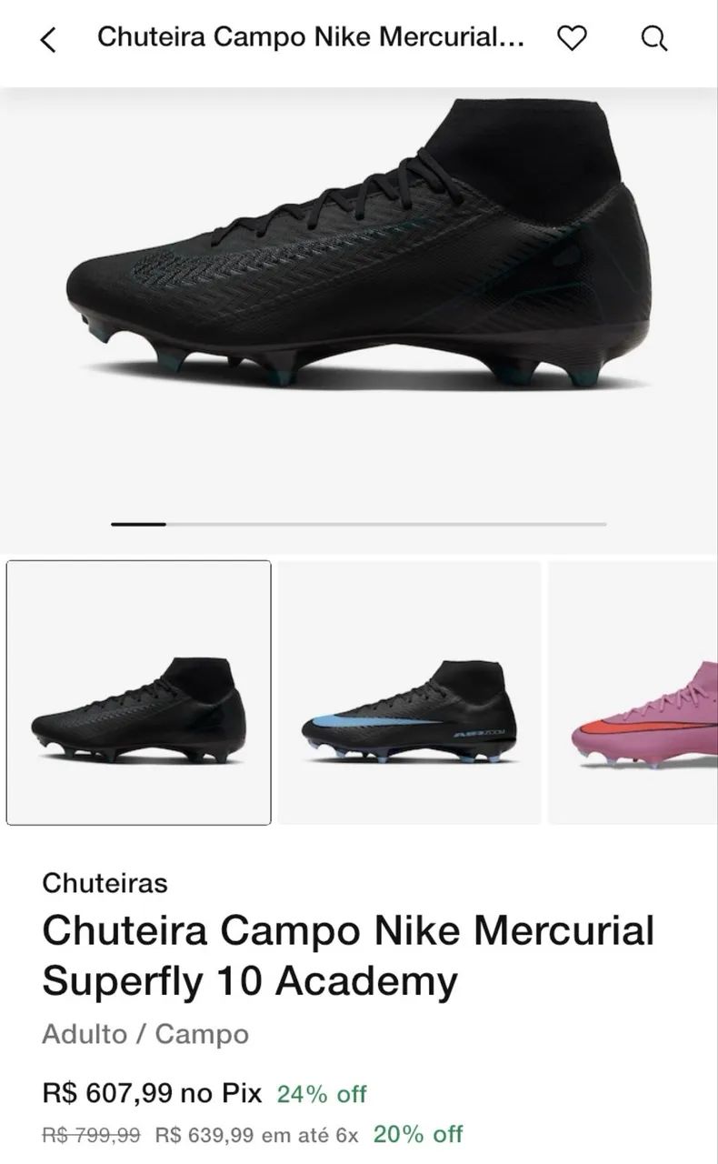Chuteira campo Nike Mercurial superfly 10 academy 