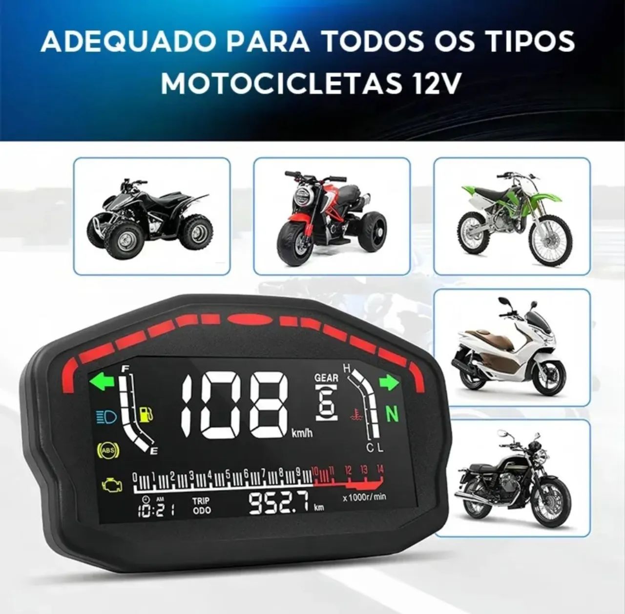 Painel velocimetro digital universal para moto  - Foto 3