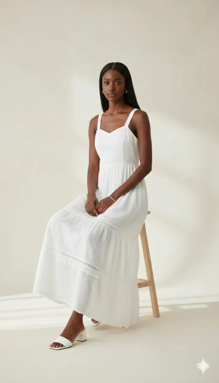 Vestido Longo Em Laise Algodão - Foto 3