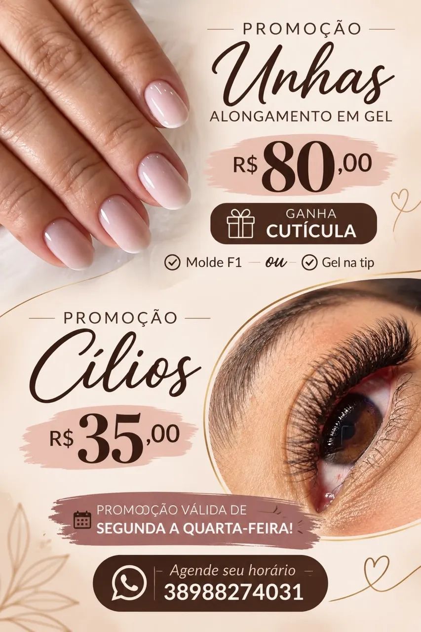 Cílios e Unhas de gel