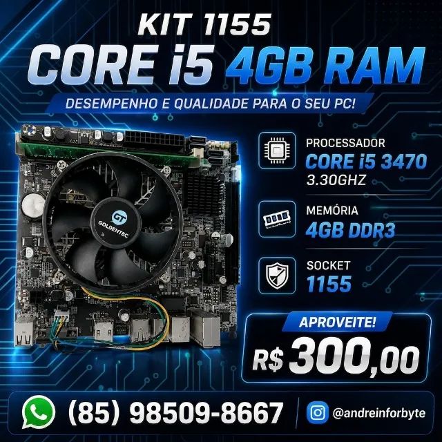 kit 1155 Com i5 3470 e 4Gb de Ram