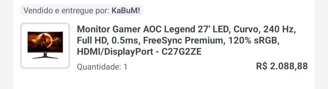 Monitor AOC Legend 27" Curvo 240hz - Foto 4